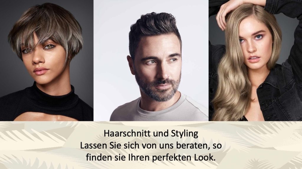Haarschnitt Styling 2 Frauen und ein Mann Friseur Kosmetik BELLISSIMI MARBELLA